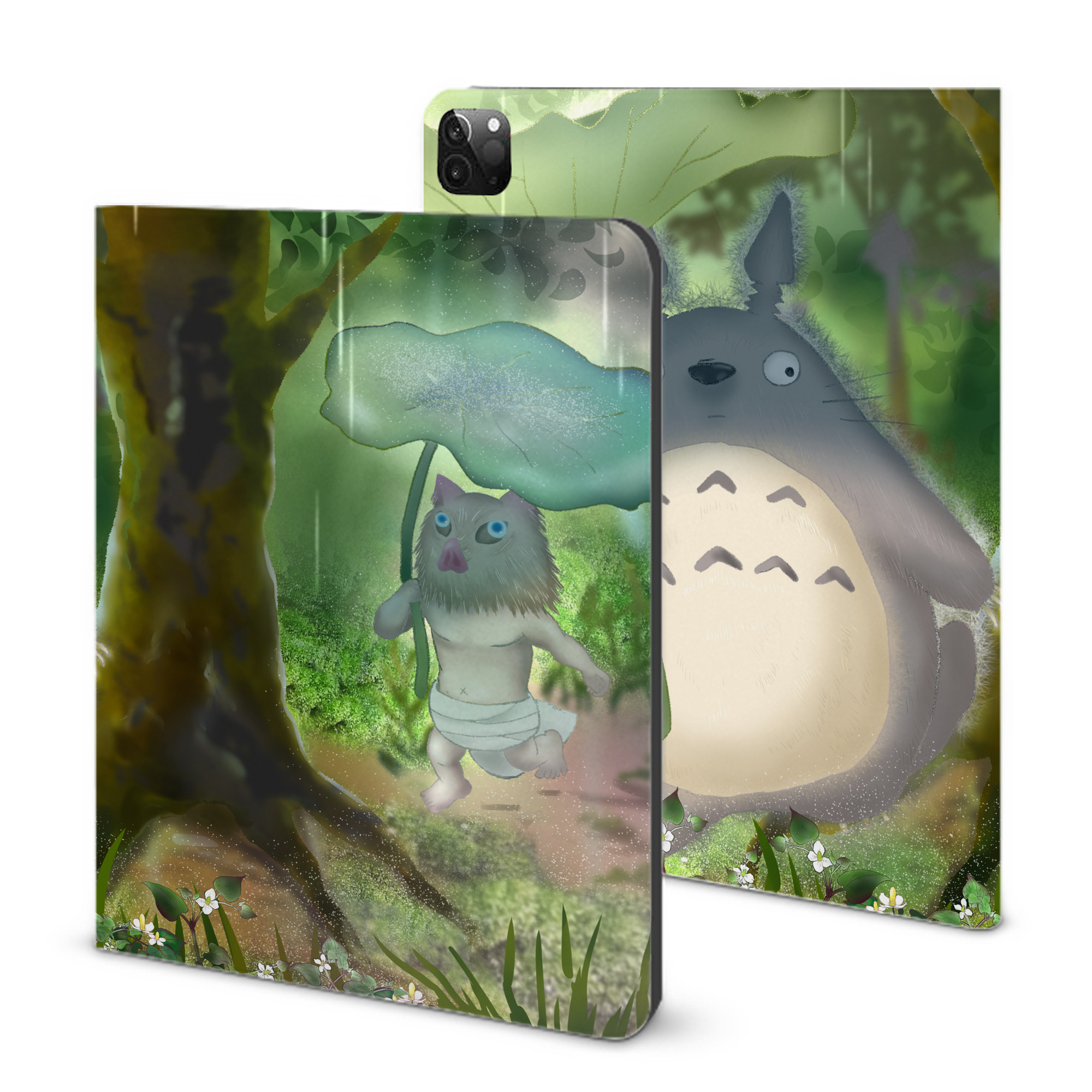 （画像用） となりのトトロ 草壁メイ 草壁サツキ My Neighbor Totoro Satsuki Kusakabe Mei Kusakabe IPadケース ペンホルダー付き ブックスタイルデザイン